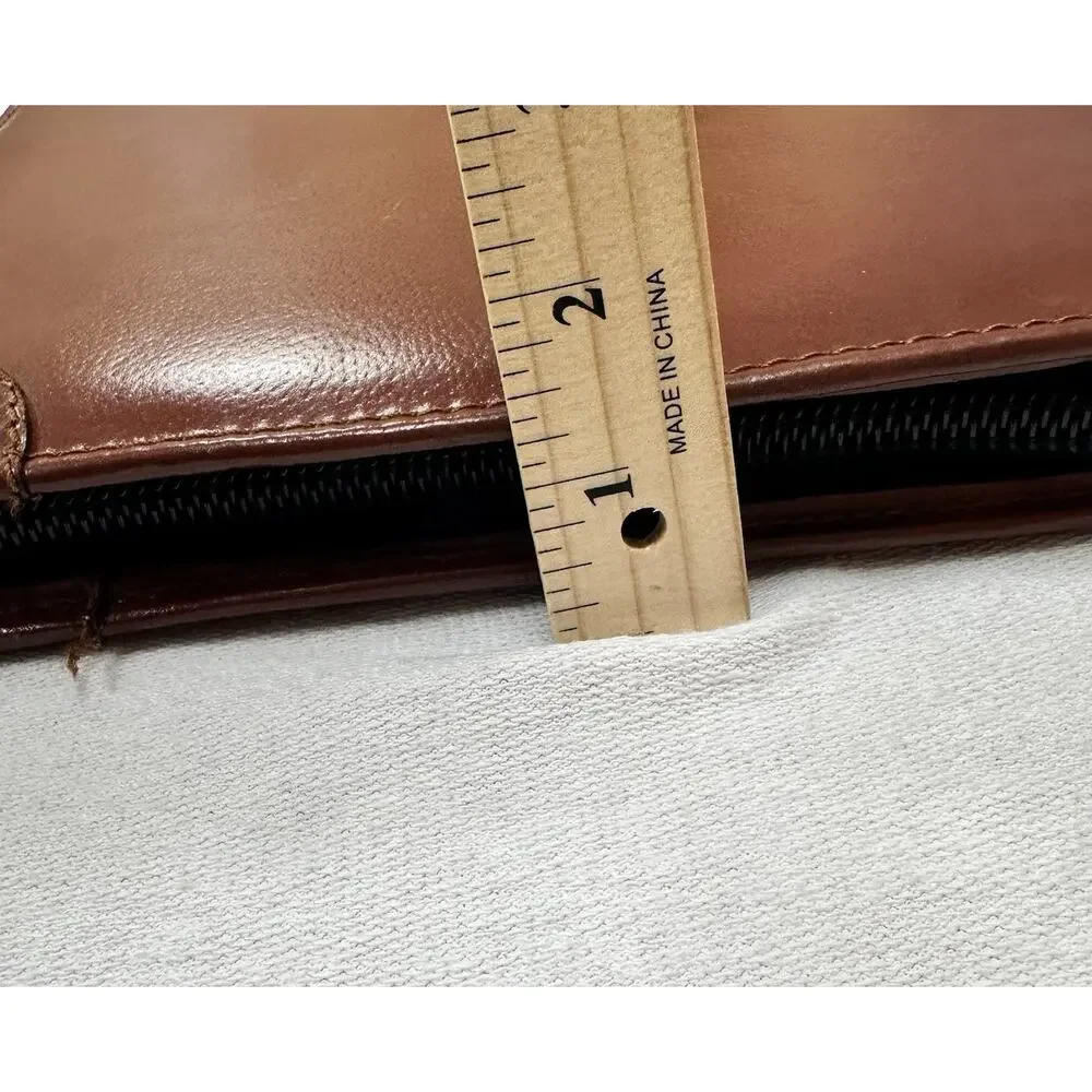 VTG Brown Top Grain Leather Folder Portfolio Document Holder Zip 14” X 11” Zip